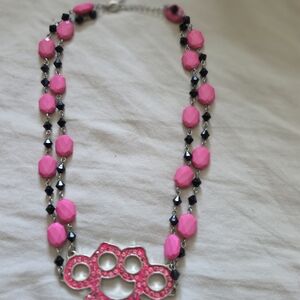 Pink and Black Statement Necklace Fun Addition to any outfit.